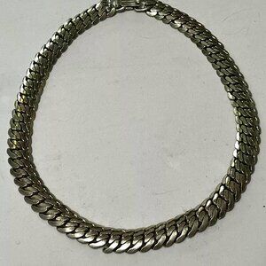 RARE Signed Western Germany Silver Tone Half Inch Wide Serpentine Necklace